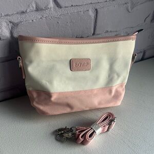 NEW Ovi Pink and Cream Cosmetic Bag with Detachable Strap